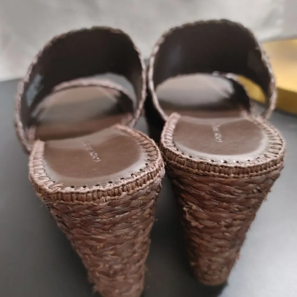 Tory Burch Dark Brown Woven Sandals
